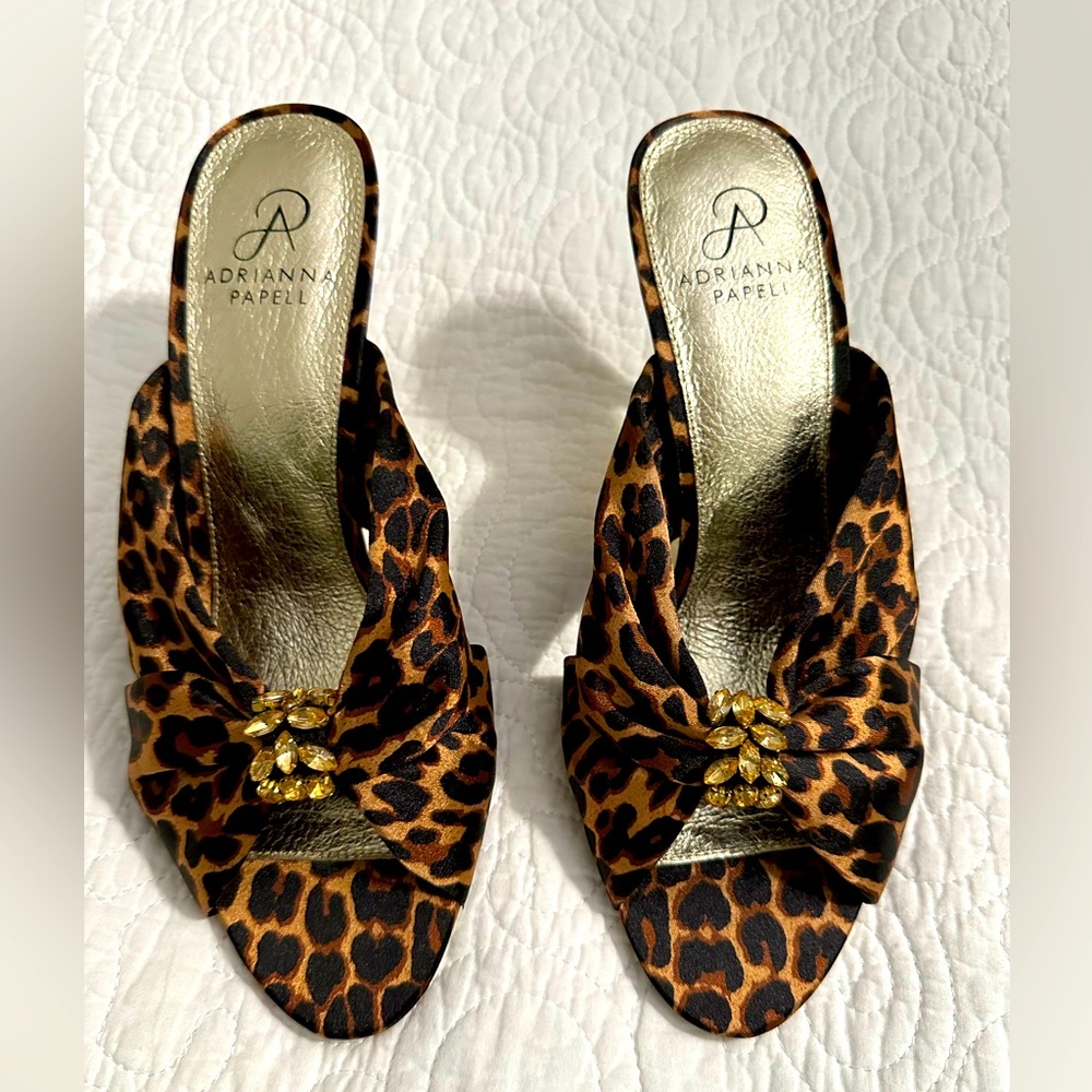 Adrianna Papel leopard jewel mule NEW!